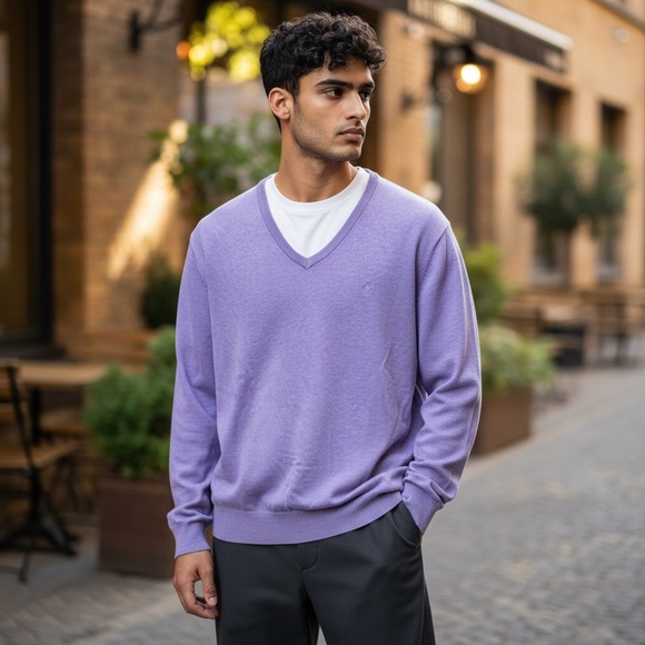 Ralph Lauren Other - Polo Ralph Lauren Men's Large Purple V-Neck Sweater 100% Pima Cotton
